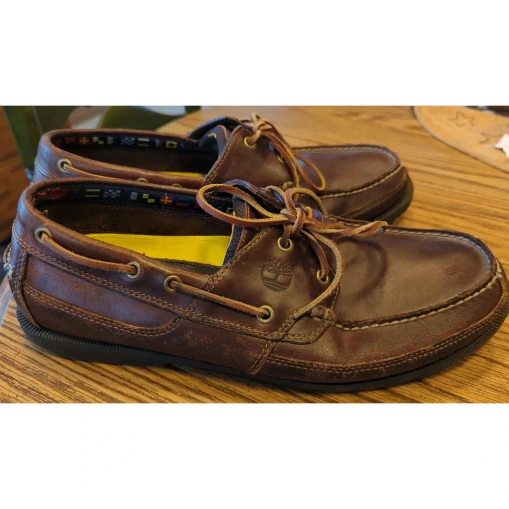 Timberland Boat‎ Shoes Mens 12M Kiawah Bay 70521 Brown Leather Lace Up Loafers
